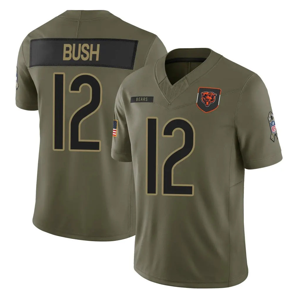 C.Bears #12 Devin Bush Player Olive Salute to Service Limited Home Game CAdoa Stitched Jerseys