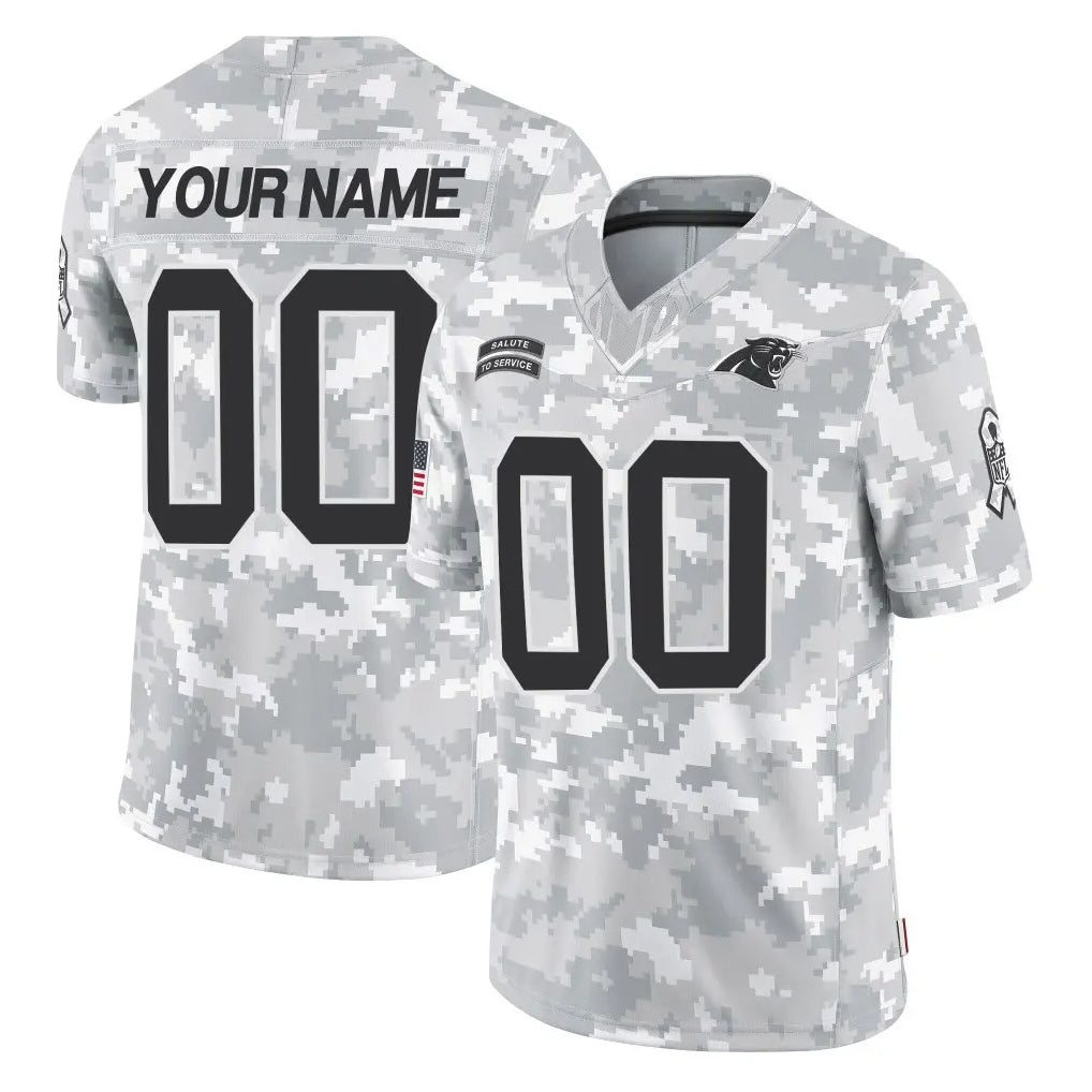 Custom C.Panthers Arctic Camo Salute to Service Limited Game Any Name & Numbers CAdoa Stitched Jerseys