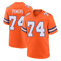 D.Broncos #74 Ben Powers Player Orange Alternate Collection Throwback Game CAdoa Stitched Jerseys