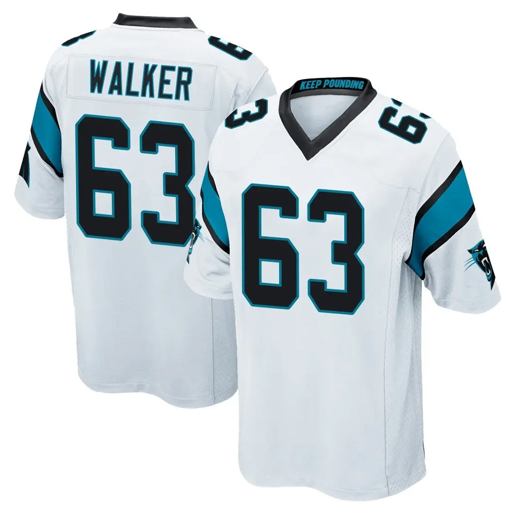 C.Panthers #63 Rasheed Walker Player White Game CAdoa Stitched Jerseys
