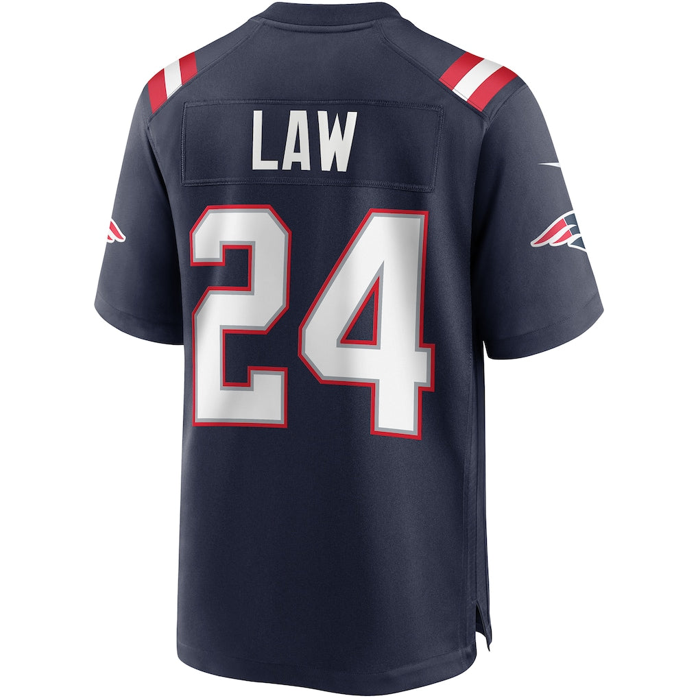 CAdoa NE.Patriots #24 Ty Law Navy Game Retired Player Jersey