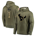 H.Texans #1 Tank Dell Player Olive Salute to Service Pullover Hoodies Home Game CAdoa Stitched Jerseys