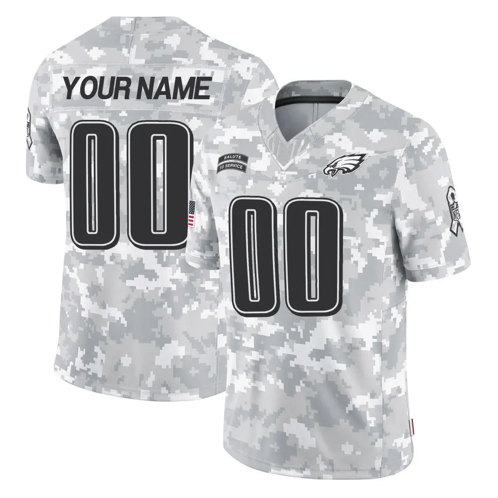 Custom P.Eagles Arctic Camo Salute to Service Limited Game Any Name & Numbers CAdoa Stitched Jerseys