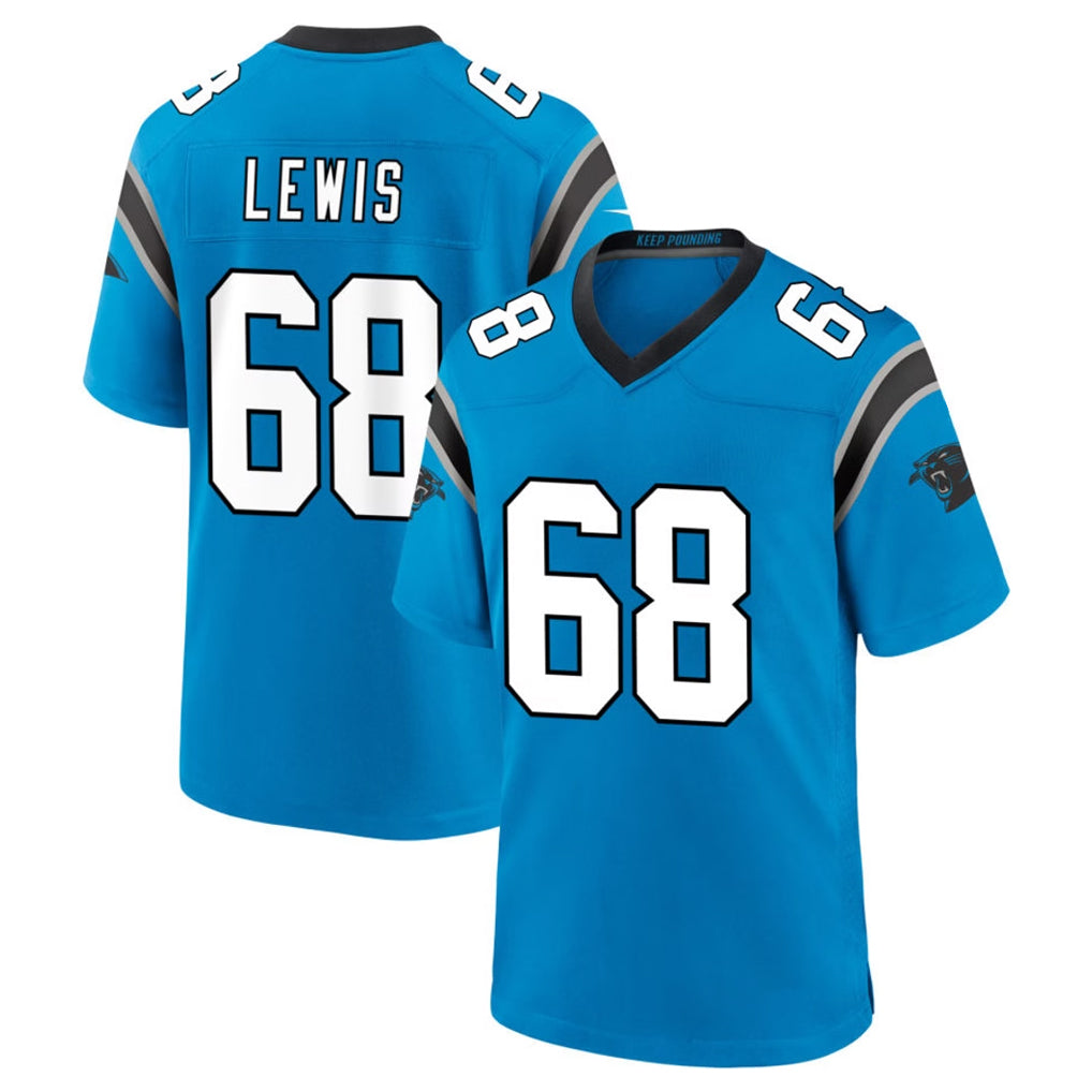 C.Panthers #68 Damien Lewis Player Blue Home Game CAdoa Stitched Jerseys