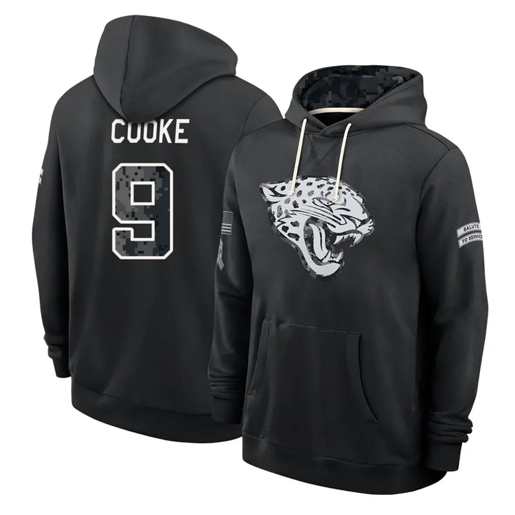 J.Jaguars #9 Logan Cooke Player 2026 Black Logo Pullover Hoodies Limited Game CAdoa Stitched Jerseys