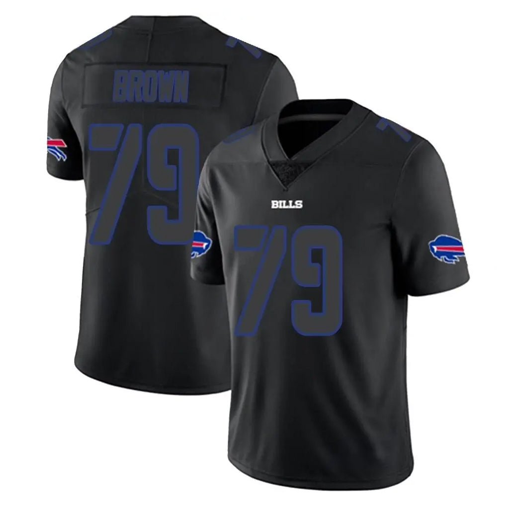 B.Bills #79 Spencer Brown Player Black Impact Limited Home Game CAdoa Stitched Jerseys