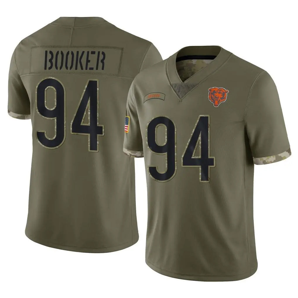 C.Bears #94 Austin Booker Player Olive Salute to Service Limited Game CAdoa Stitched Jerseys