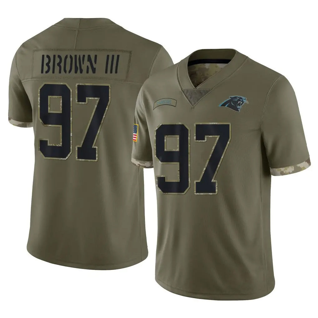 C.Panthers #97 Bobby Brown III Player Olive Salute to Service Game CAdoa Stitched Jerseys