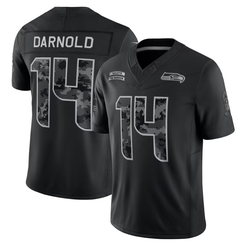 CAdoa S.Seahawks #14 Sam Darnold Player Black Limited 2026 Salute to Service Home Game Stitched Jerseys