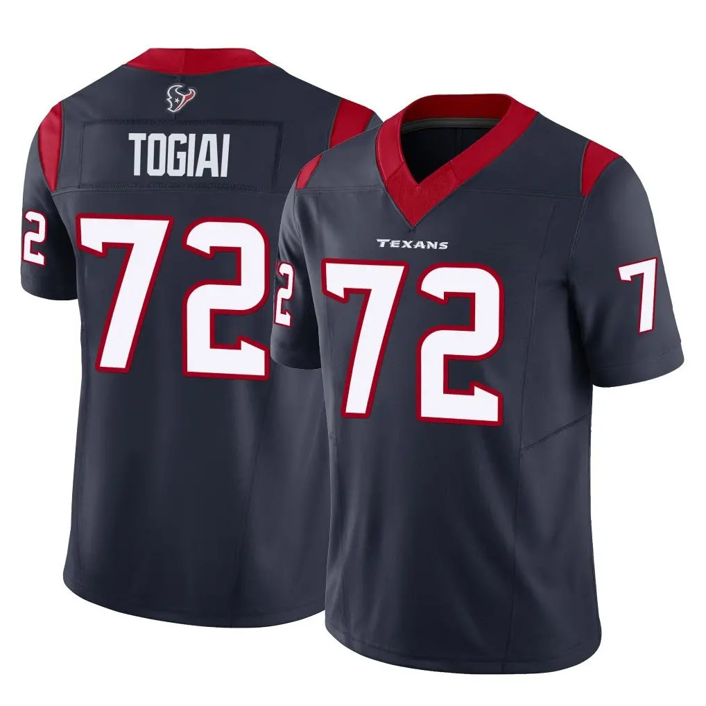 H.Texans #72 Tommy Togiai Player Navy Limited Vapor F.U.S.E. Home Game CAdoa Stitched Jerseys