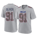 B.Bills #91 Ed Oliver Player Gray Home Game CAdoa Stitched Jerseys