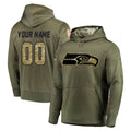 Custom S.Seahawks Olive Salute to Service Pullover Hoodie Home Game Any Name & Numbers CAdoa Stitched Jerseys