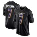 B.Ravens #7 Rashod Bateman Player Black Carbon Fashion Home Game CAdoa Stitched Jerseys