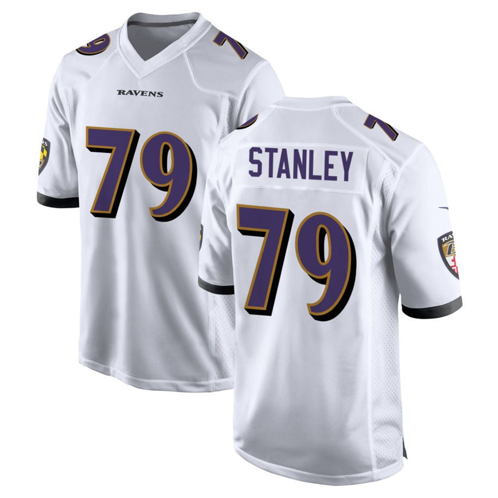 B.Ravens #79 Ronnie Stanley Player White Home Game CAdoa Stitched Jerseys