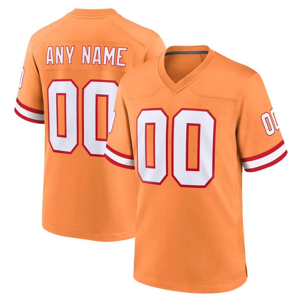 Custom TB.Buccaneers Orange Throwback Home Game Any Name & Numbers CAdoa Stitched Jerseys
