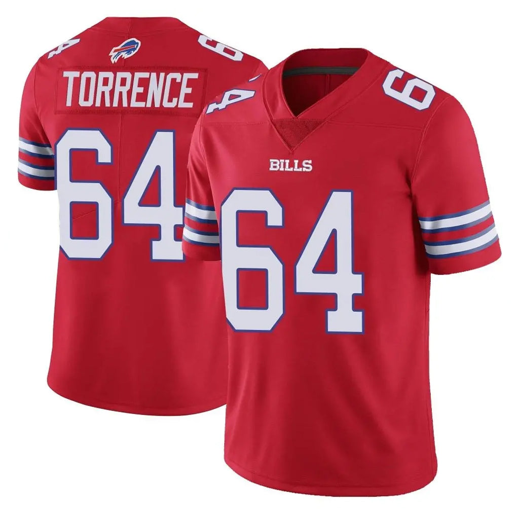 B.Bills #64 O'Cyrus Torrence Player Red Vapor Untouchable Limited CAdoa Stitched Jerseys