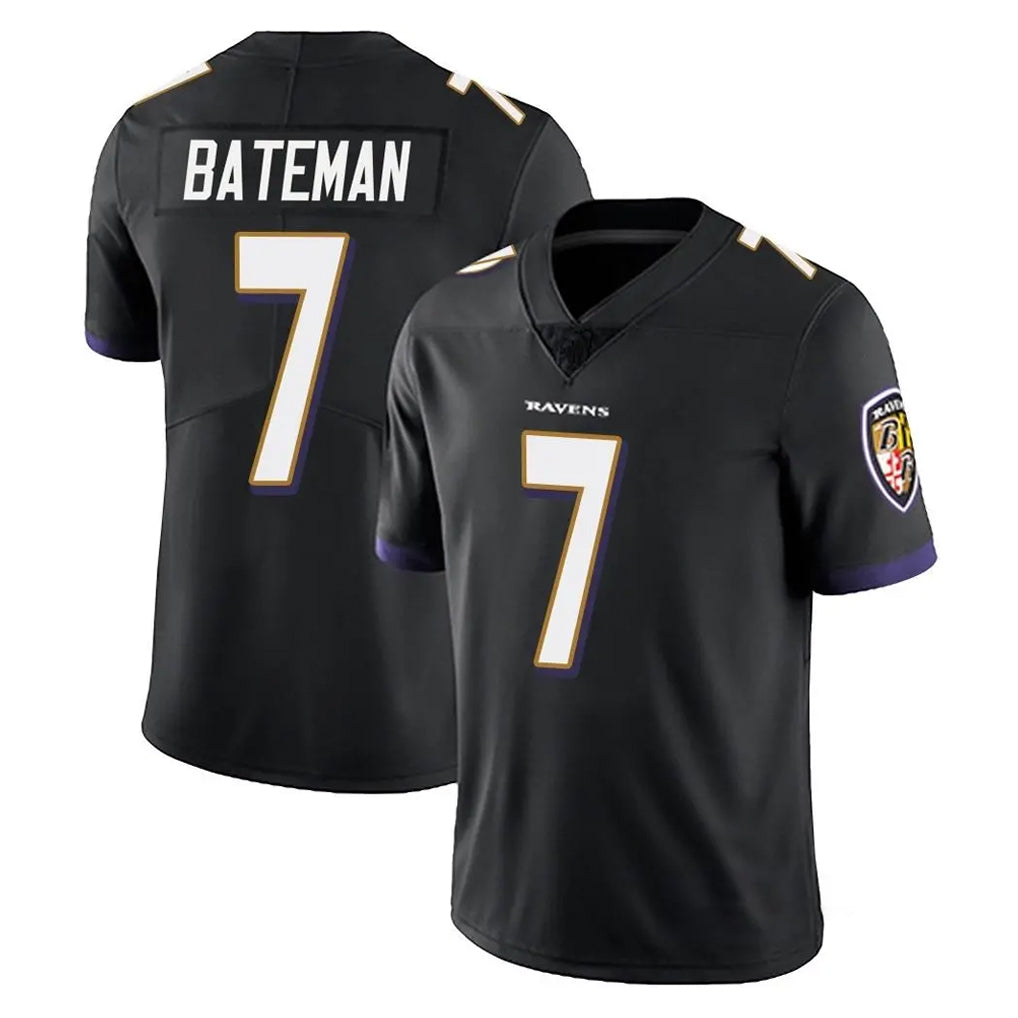 B.Ravens #7 Rashod Bateman Player Black Vapor Untouchable Limited Home Game CAdoa Stitched Jerseys