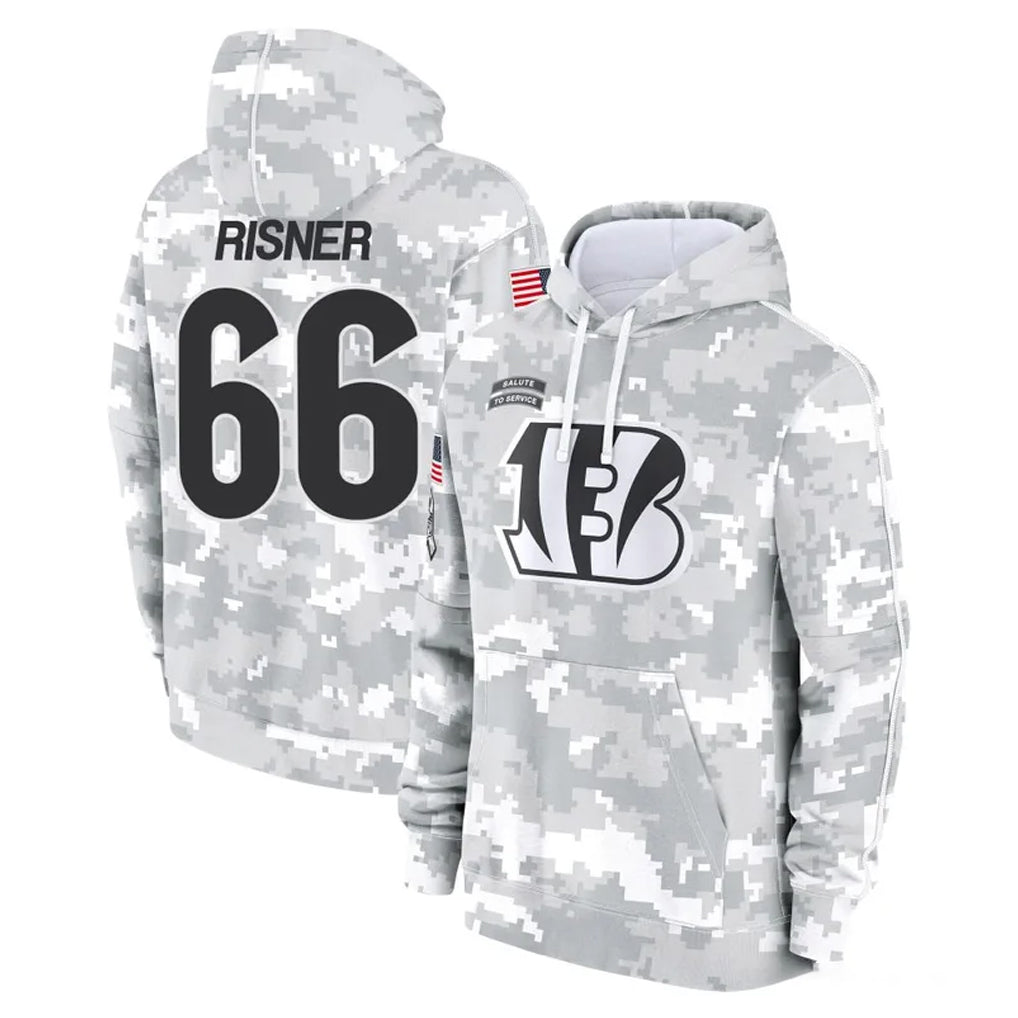 C.Bengals #66 Dalton Risner Player Arctic Camo Salute to Service Pullover Hoodie Limited CAdoa Stitched Jerseys