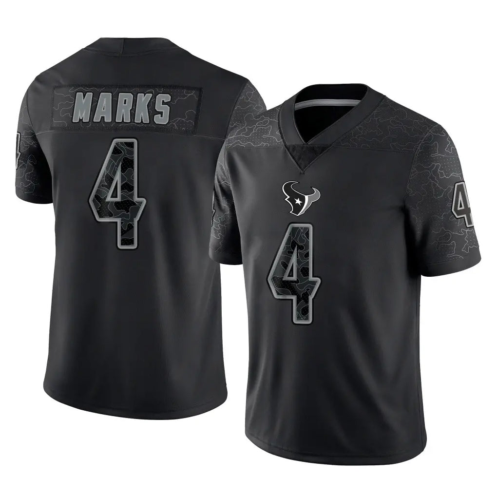 H.Texans #4 Woody Marks Player Black Reflective Limited Game CAdoa Stitched Jerseys