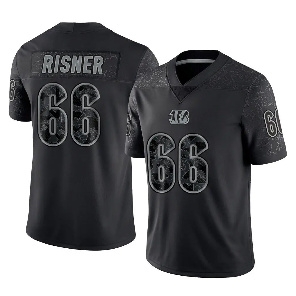 C.Bengals #66 Dalton Risner Player Black Reflective Limited Game CAdoa Stitched Jerseys