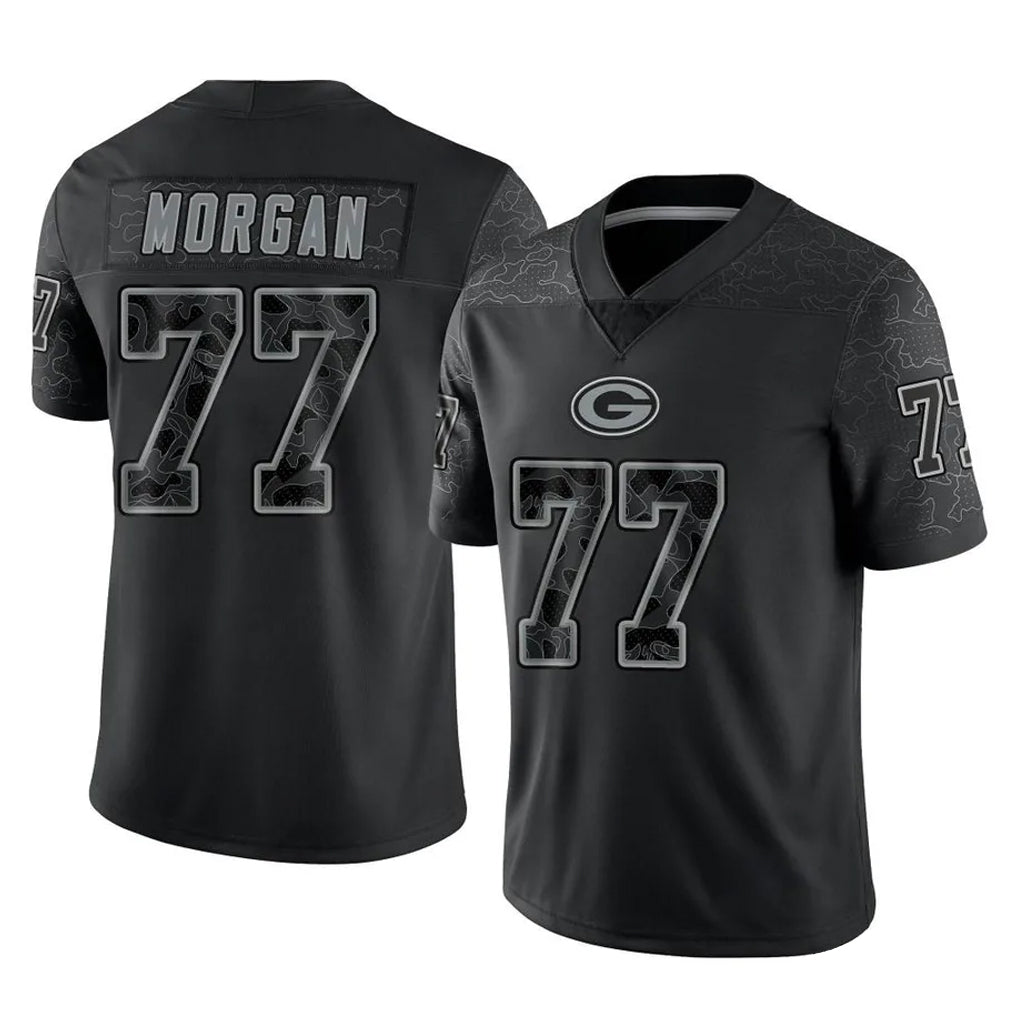 GB.Packers #77 Jordan Morgan Player Black Reflective Limited Home Game CAdoa Stitched Jerseys