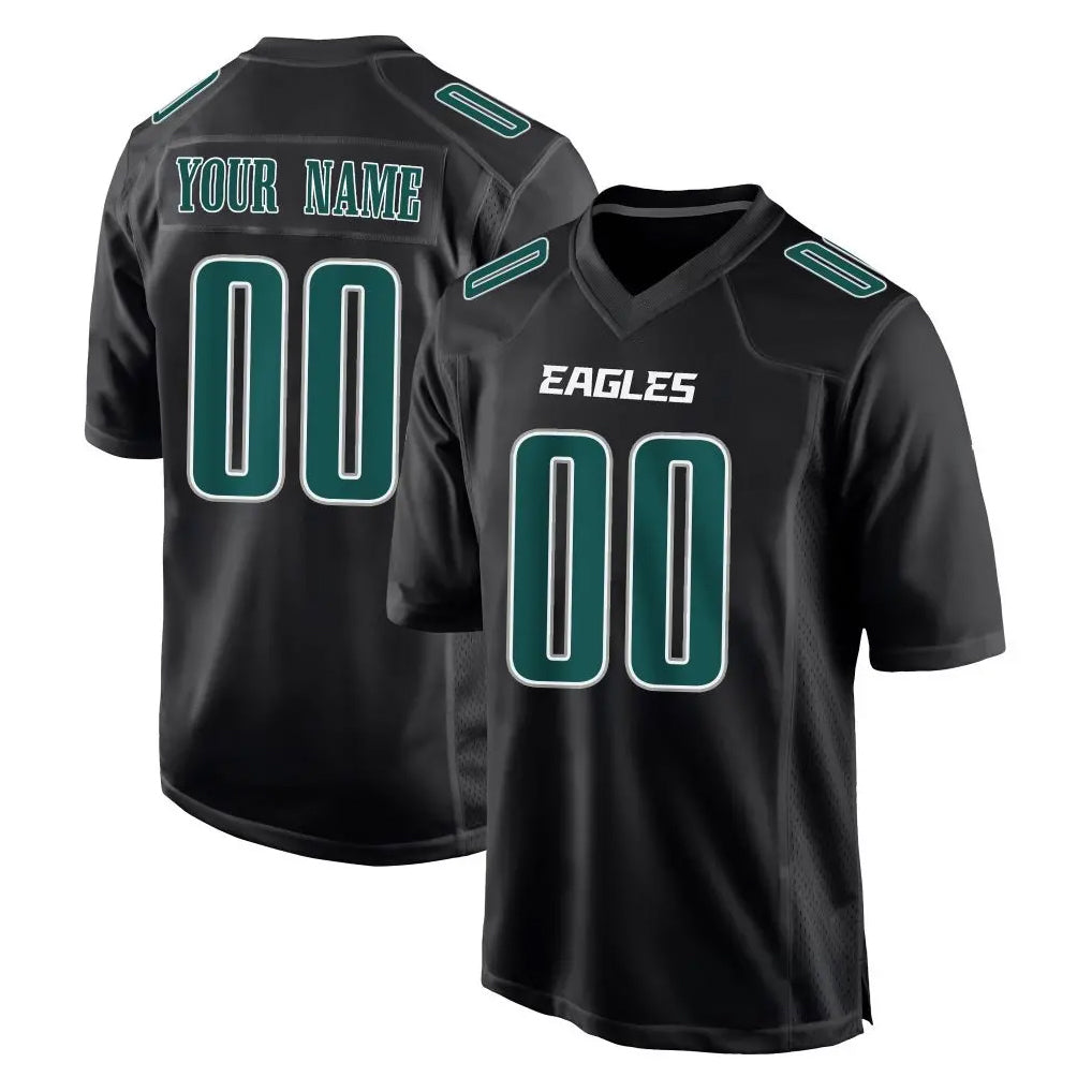 Custom P.Eagles Carbon Black Fashion Home Game Any Name & Numbers CAdoa Stitched Jerseys