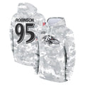 B.Ravens #95 Tavius Robinson Player Arctic Camo Salute to Service Pullover Hoodie CAdoa Stitched Jerseys