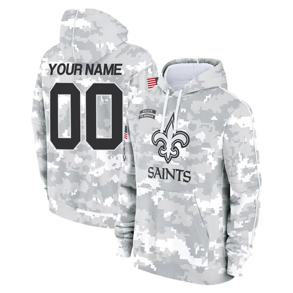 Custom NO.Saints Arctic Camo Salute to Service Pullover Hoodies Limited Game Any Name & Numbers CAdoa Stitched Jerseys