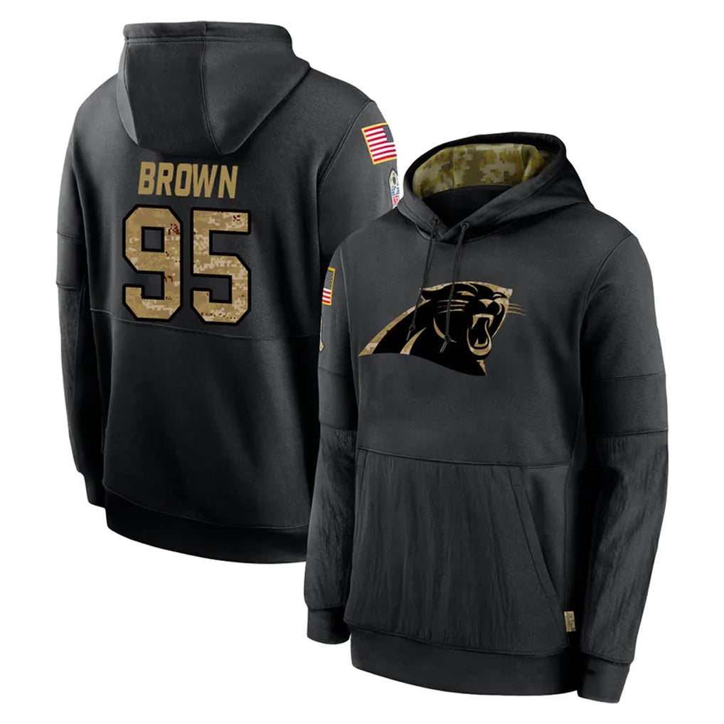 C.Panthers #95 Derrick Brown Player Black Salute to Service Pullover Hoodies Limited Game CAdoa Stitched Jerseys