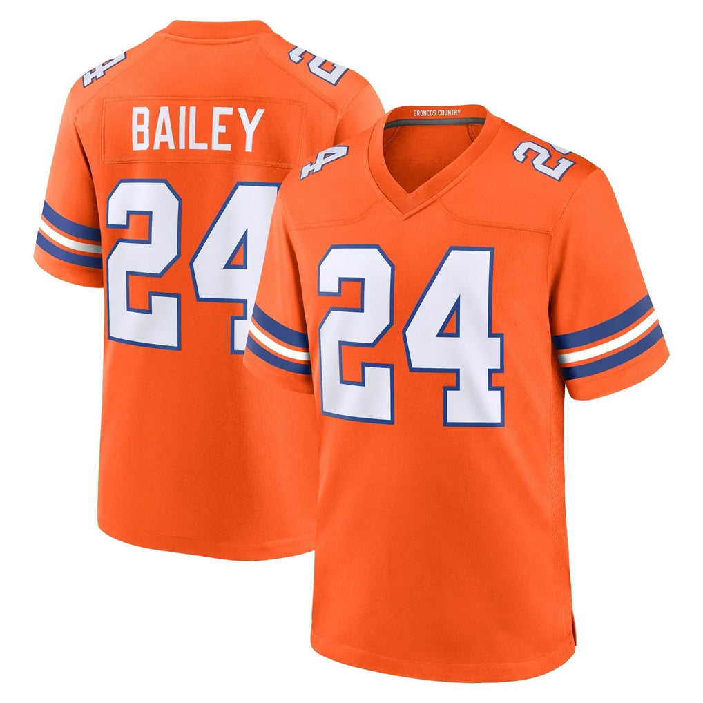 D.Broncos #24 Champ Bailey Player Orange Alternate Collection Throwback Game CAdoa Stitched Jerseys