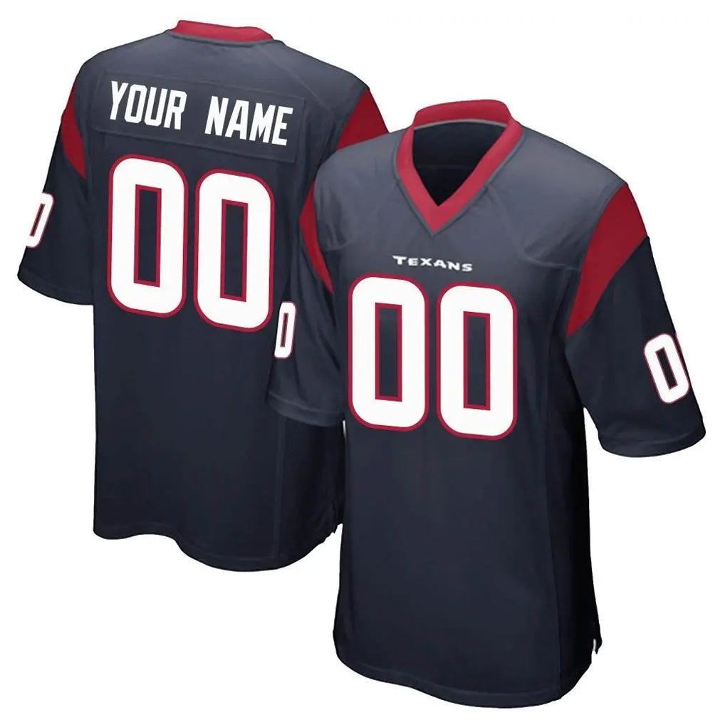 Custom H.Texans Navy Home Game Any Name & Numbers CAdoa Stitched Jerseys