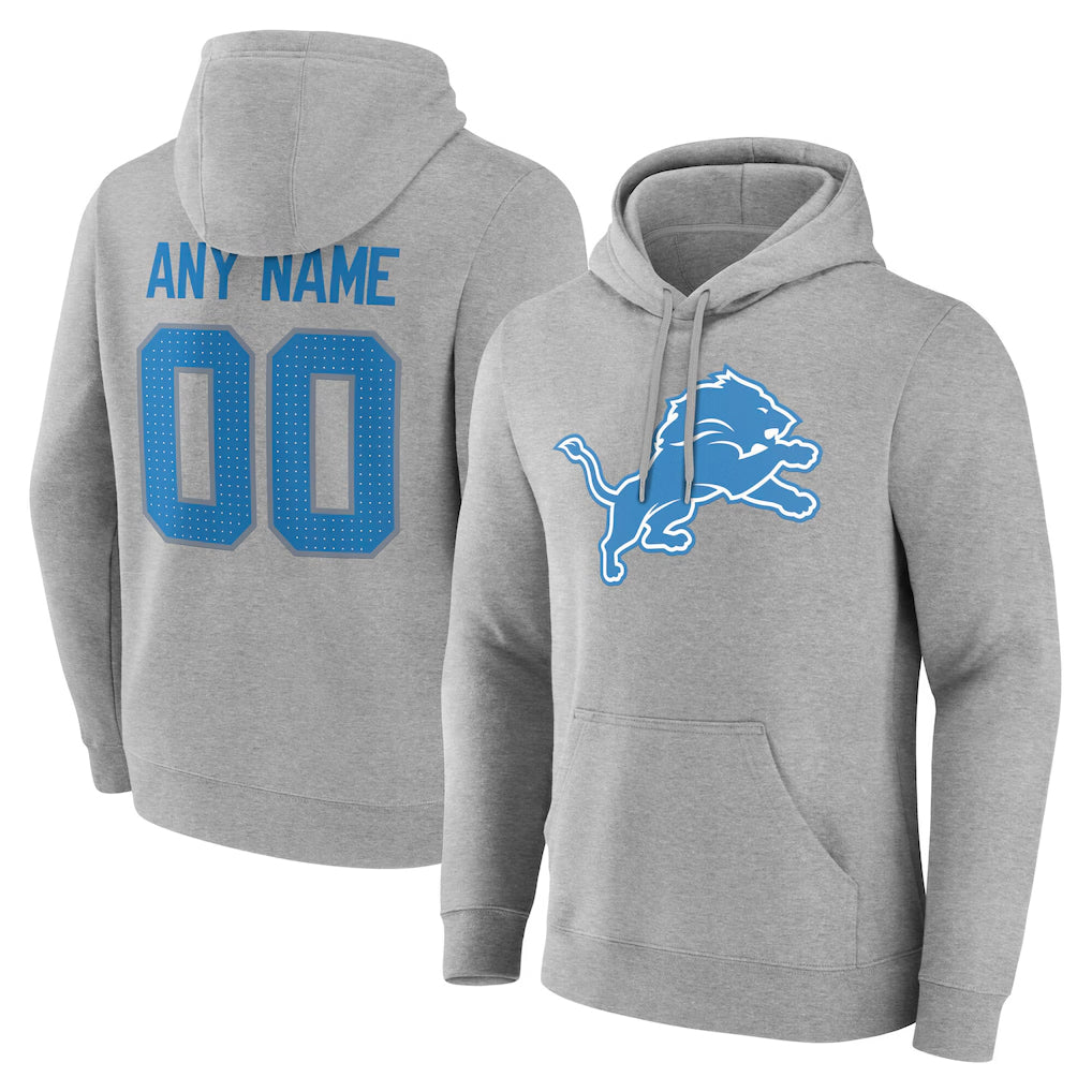 Custom D.Lions Gray Pullover Hoodies Limited Any Name & Numbers CAdoa Stitched Jerseys