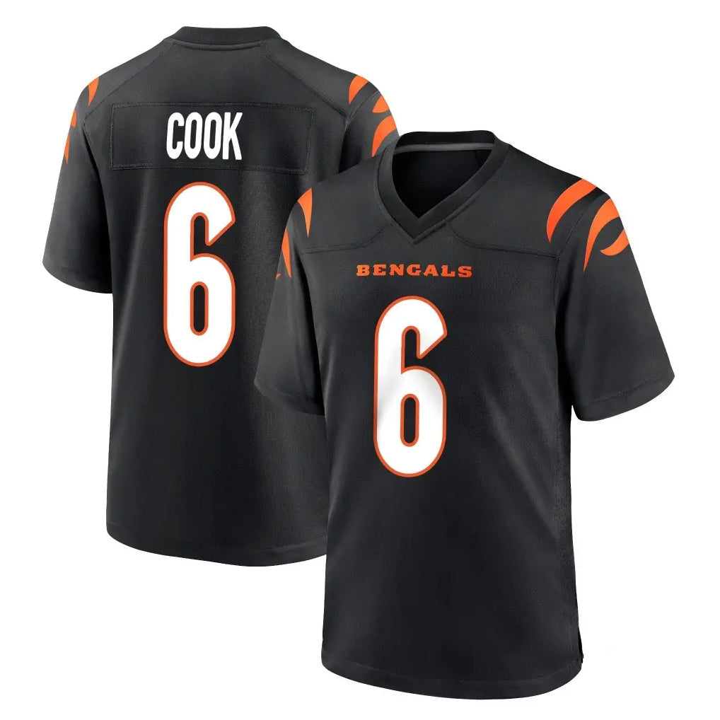 C.Bengals #6 Brian Cook Player Black Home Game CAdoa Stitched Jerseys