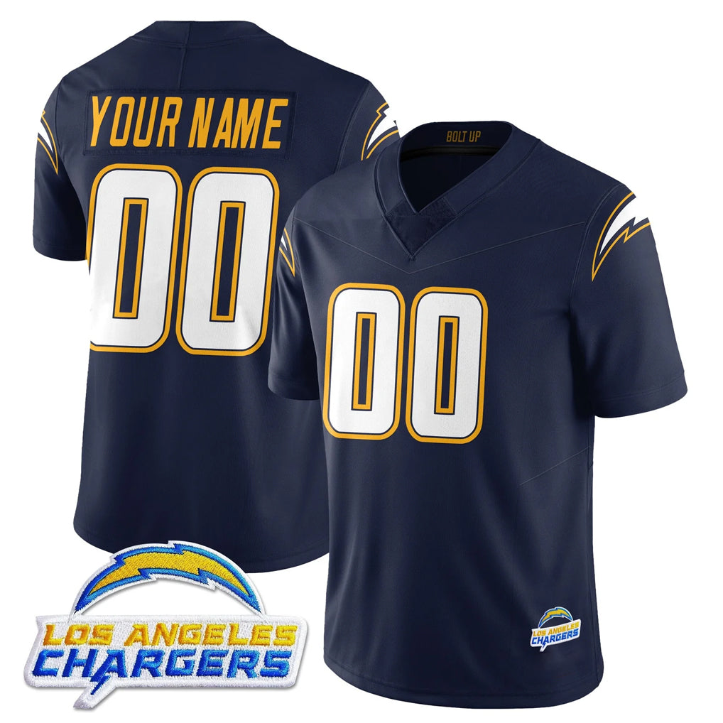 Custom LA.Chargers Navy Elite Limited Home Game Any Name & Numbers CAdoa Stitched Jerseys