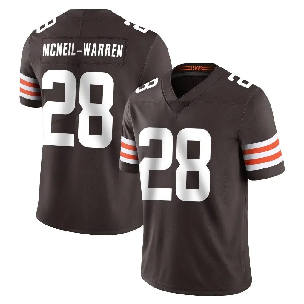C.Browns #28 Emmanuel McNeil-Warren Player Brown Color Vapor Untouchable Limited Home Game CAdoa Stitched Jerseys