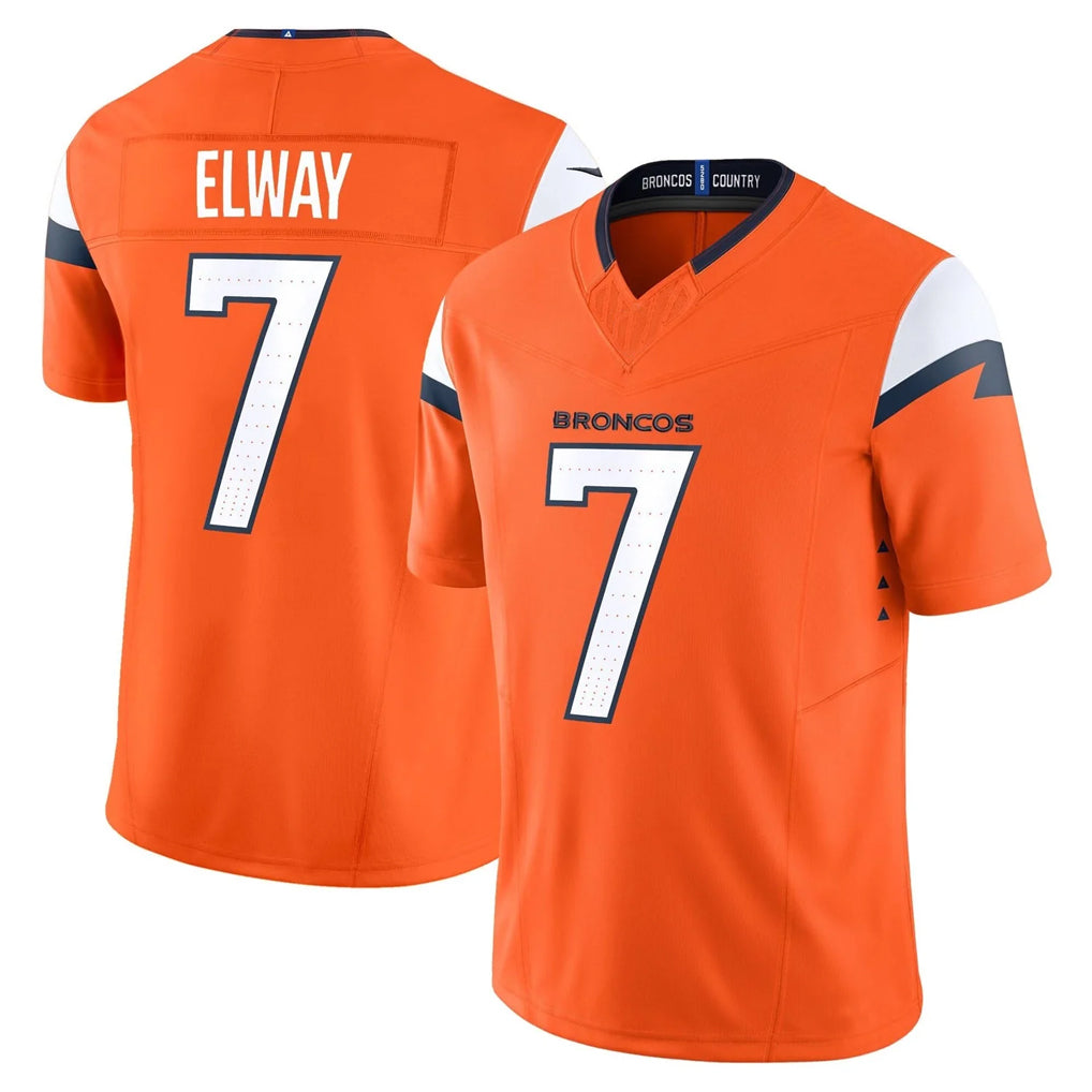 D.Broncos #7 John Elway Player Orange Vapor F.U.S.E. Limited Home Game CAdoa Stitched Jerseys