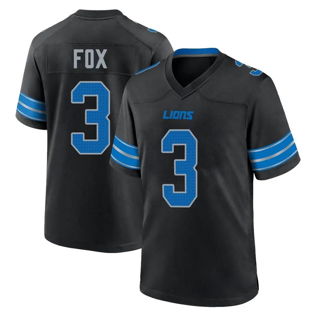 D.Lions #3 Jack Fox Player Black Alternate Home Game CAdoa Stitched Jerseys