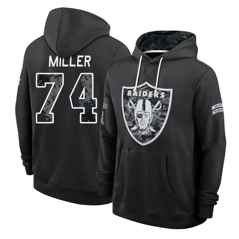 LV.Raiders #74 Kolton Miller Player 2026 Black Logo Pullover Hoodies Limited Game Stitched Jerseys