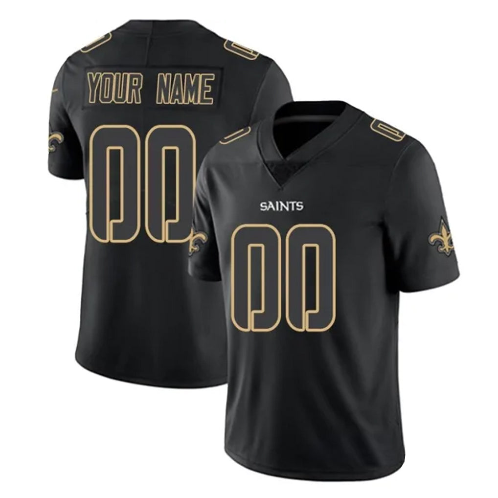 Custom NO.Saints Black Impact Limited Home Game Any Name & Numbers CAdoa Stitched Jerseys