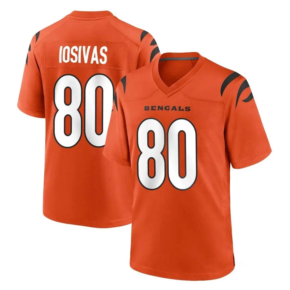 C.Bengals #80 Andrei Iosivas Player Orange Home Game CAdoa Stitched Jerseys