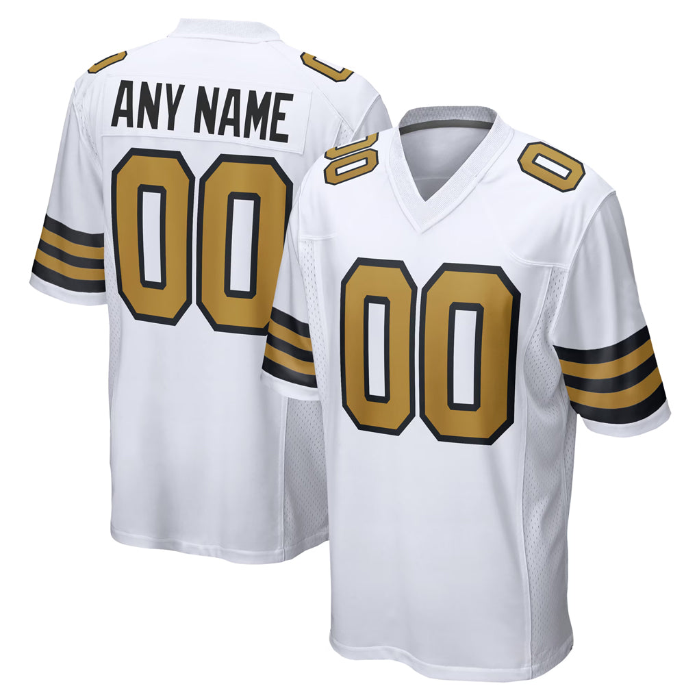 Custom NO.Saints White Alternate Home Game Any Name & Numbers CAdoa Stitched Jerseys