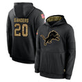 D.Lions #20 Barry Sanders Player Black Salute to Service Hoodies Limited Game CAdoa Stitched Jerseys