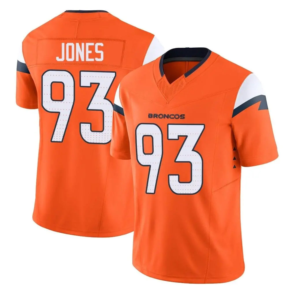 D.Broncos #93 D.J. Jones Player Orange Vapor F.U.S.E. Limited Home Game CAdoa Stitched Jerseys