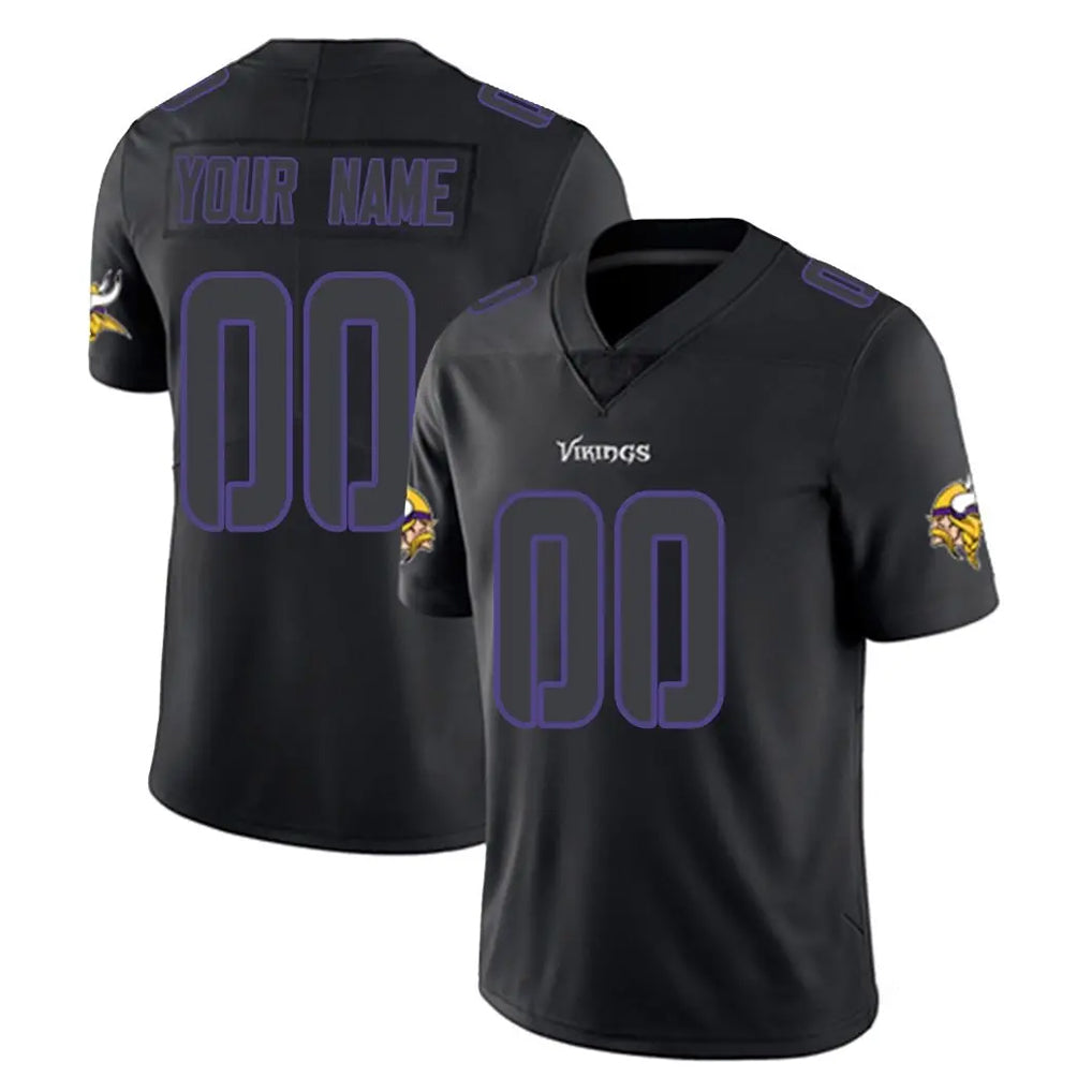 Custom M.Vikings Black Impact Limited Home Game Any Name & Numbers CAdoa Stitched Jerseys