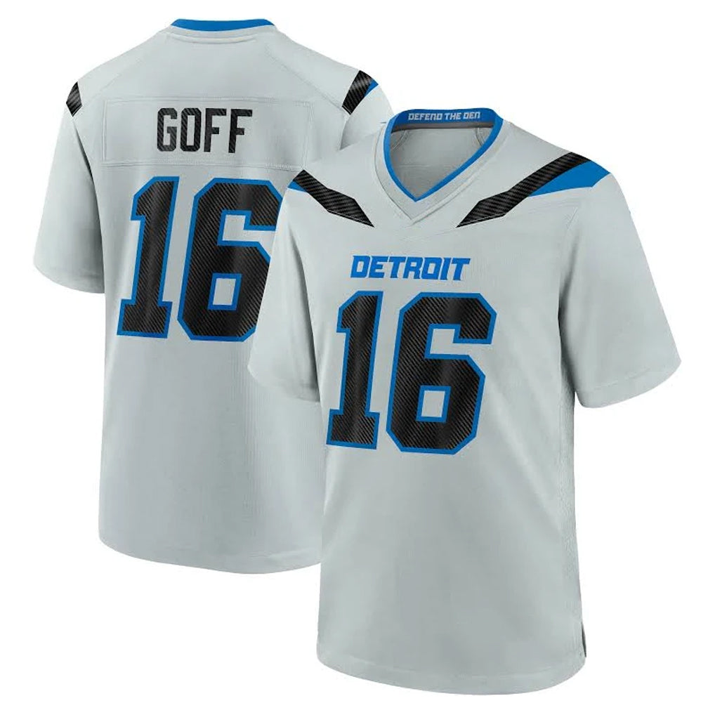 D.Lions #16 Jared Goff Player Silver 2026 Rivalries Collection Home Game CAdoa Stitched Jerseys