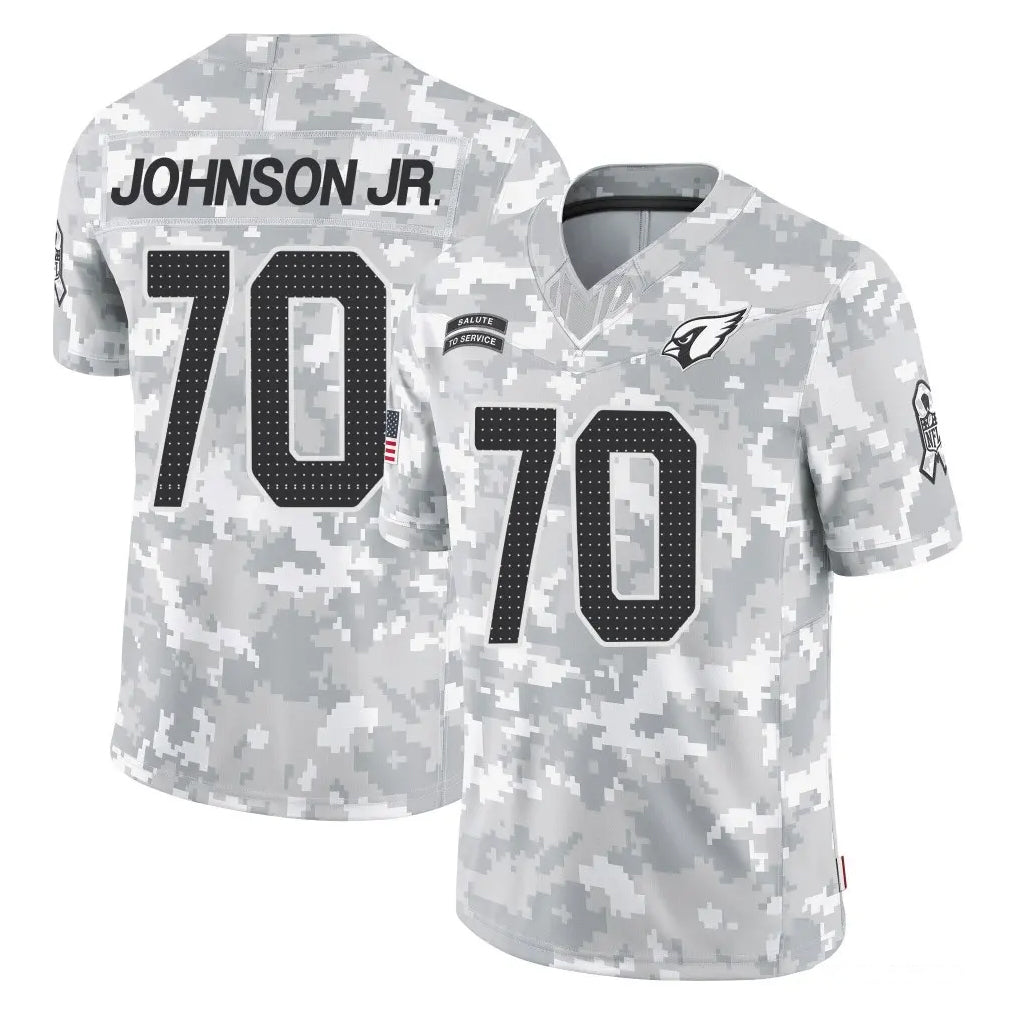 A.Cardinals #70 Paris Johnson Jr. Player Arctic Camo Limited Salute To Service Home Game CAdoa Stitched Jerseys