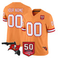 Custom TB.Buccaneers Orange 50th Season Vapor Limited Home Game Any Name & Numbers CAdoa Stitched Jerseys
