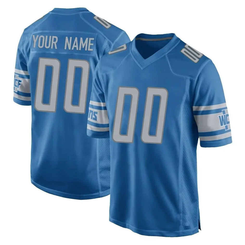 Custom D.Lions Blue Home Game Any Name & Numbers CAdoa Stitched Jerseys
