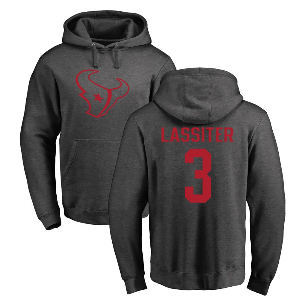 H.Texans #3 Kamari Lassiter Player Gray Pro Line Pullover Hoodie Limited Game CAdoa Stitched Jerseys