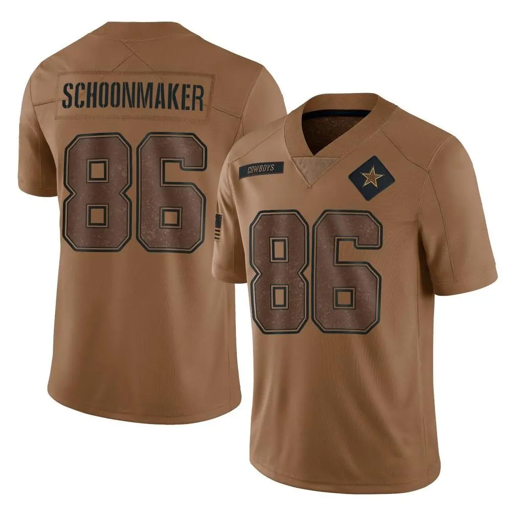 D.Cowboys #86 Luke Schoonmaker Player Brown Salute to Service Limited Home Game CAdoa Stitched Jerseys